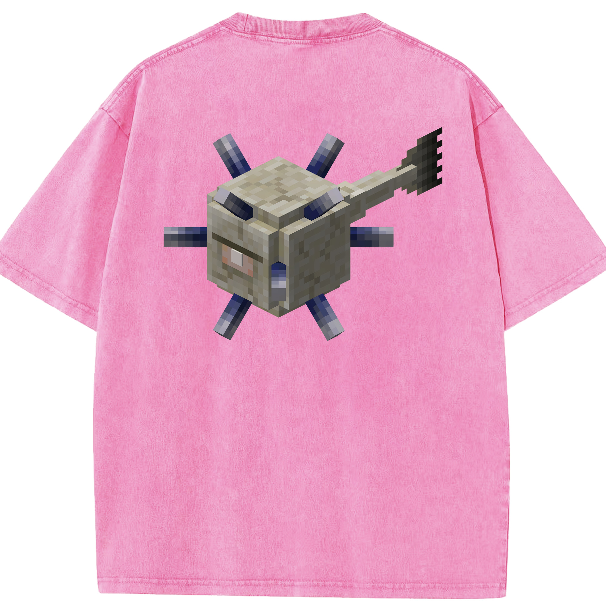 （画像用） マインクラフト ブロックの世界 Minecraft MC Block world 綿100% ヴィンテージ風 半袖Tシャツ（背面プリント）